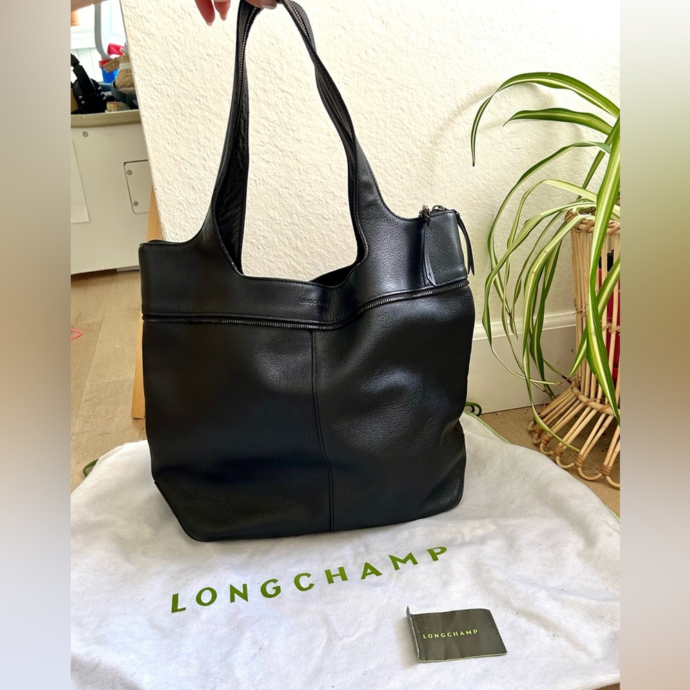 Longchamp large leather handbag